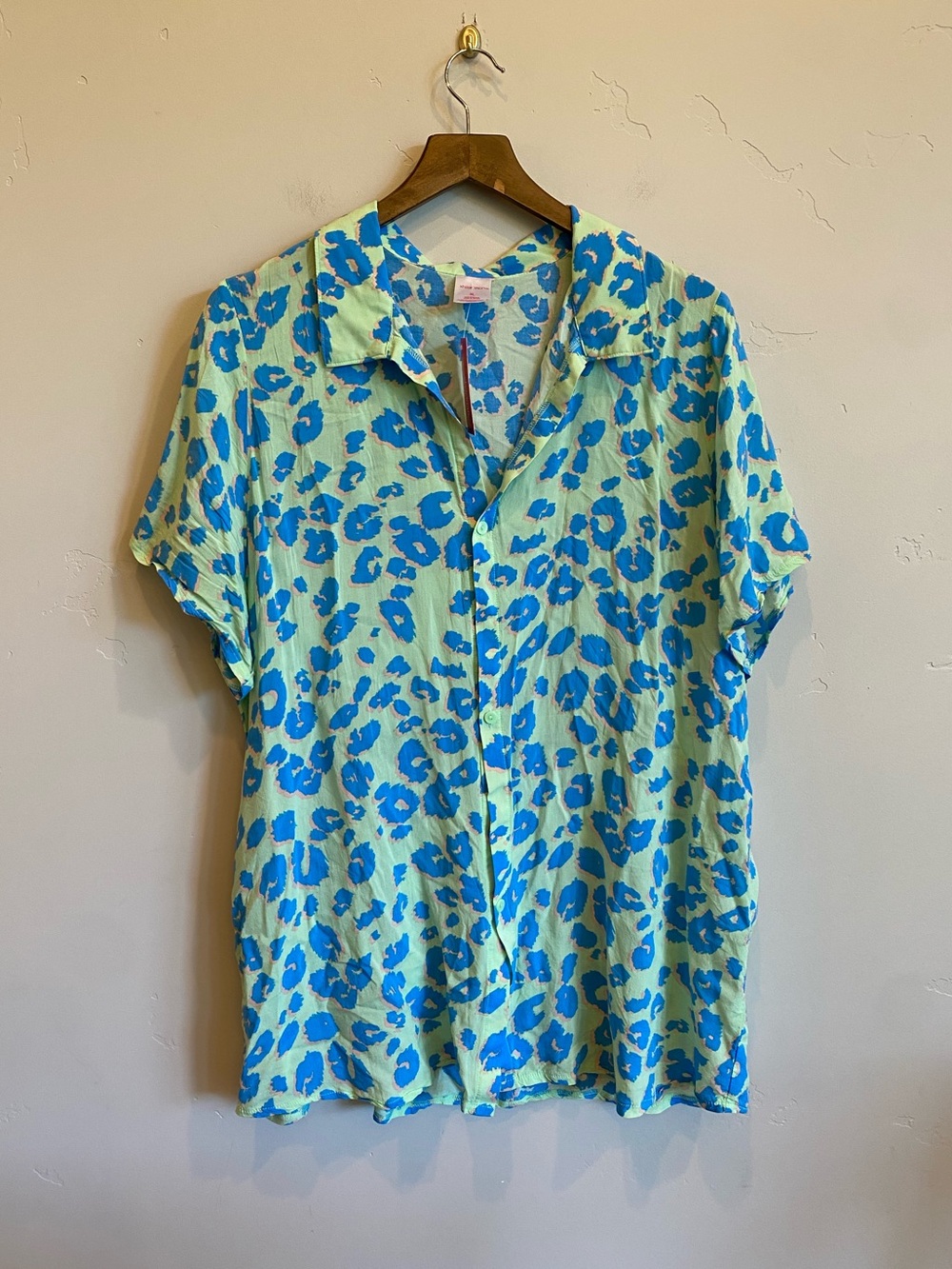 XHILARATION Target Leopard Print Lightweight Swim Cover Button Up Top